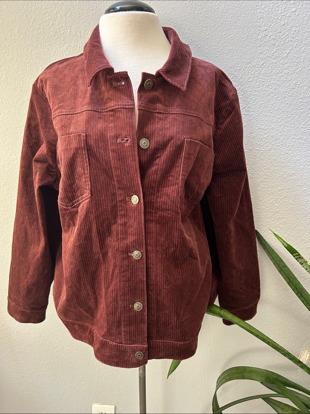 Denim&Co Corduroy Button-Up Jacket 1X